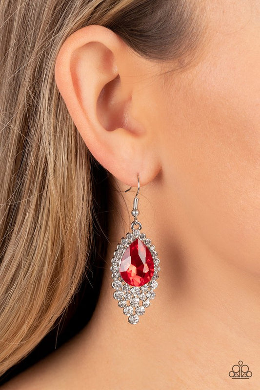 Glorious Glimmer - Red - Paparazzi Earring Image