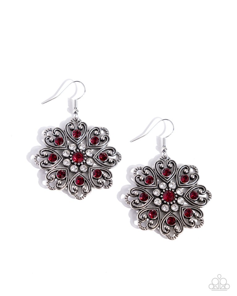 Garden of Love - Red - Paparazzi Earring Image