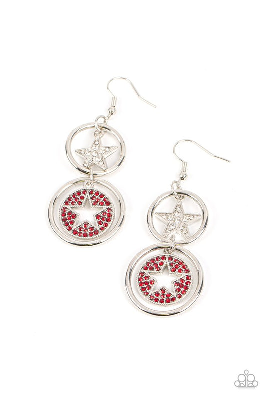 Liberty and SPARKLE for All - Red - Paparazzi Earring Image