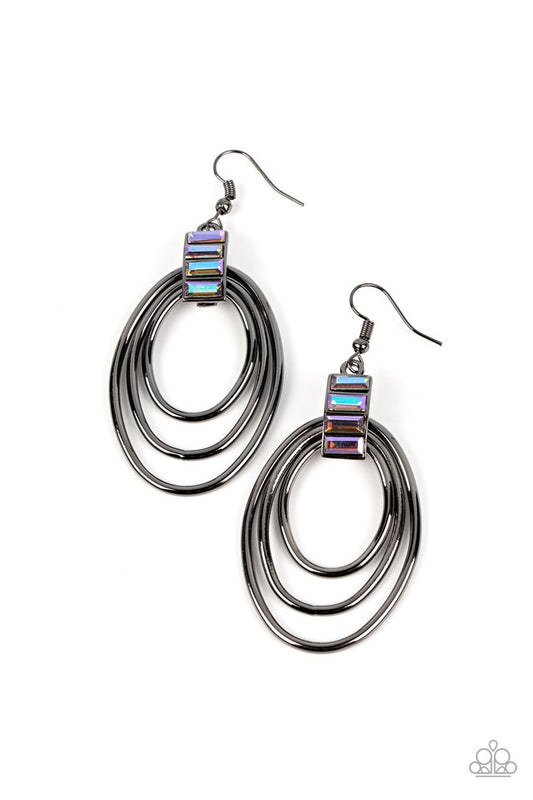 Intergalactic Glamour - Black - Paparazzi Earring Image