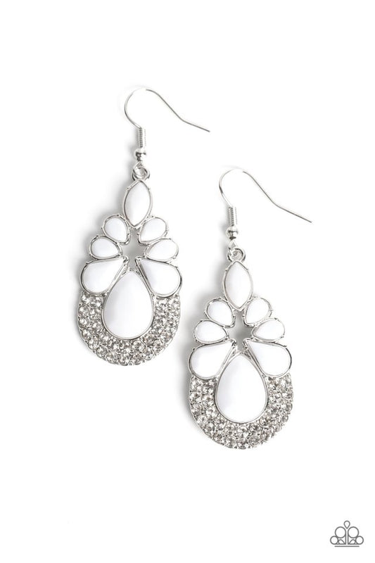 Beachfront Formal - White - Paparazzi Earring Image
