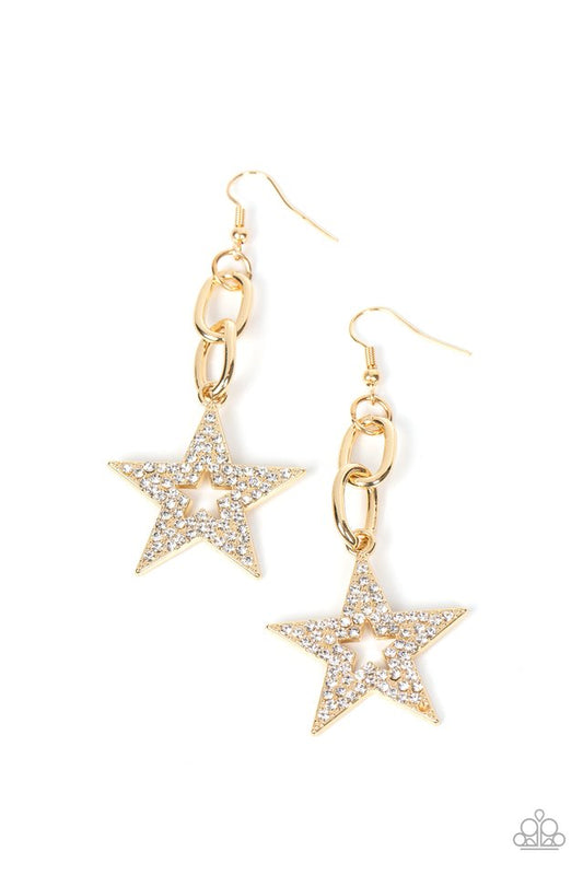 Cosmic Celebrity - Gold - Paparazzi Earring Image