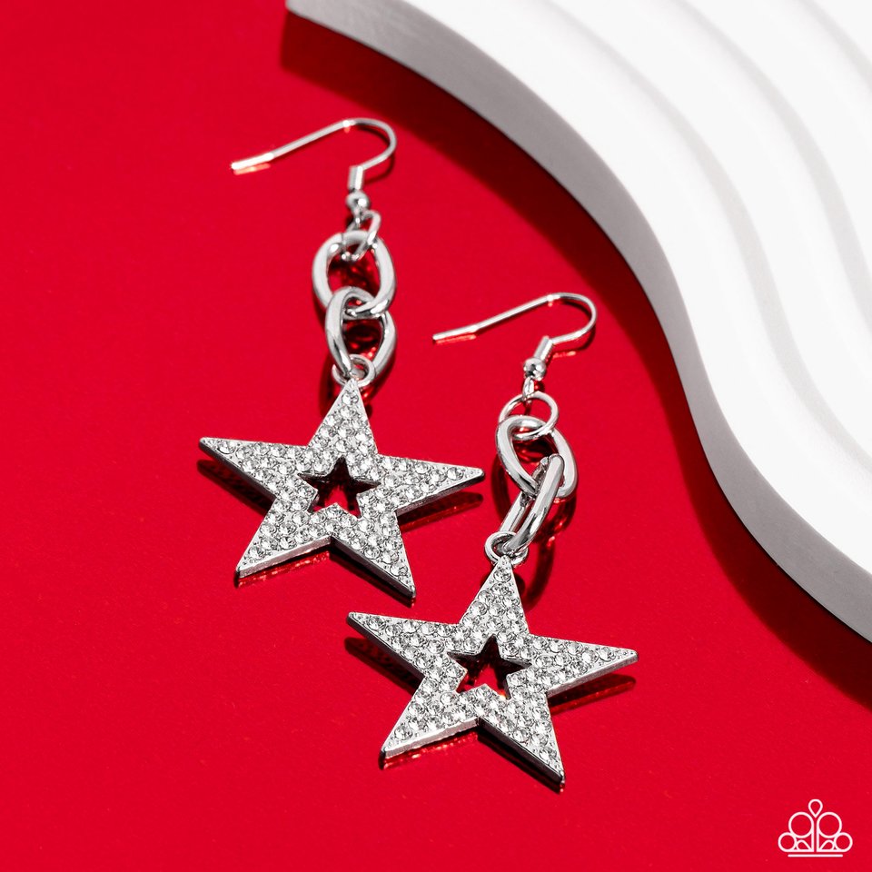 Cosmic Celebrity - White - Paparazzi Earring Image