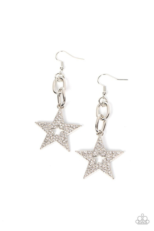 Cosmic Celebrity - White - Paparazzi Earring Image