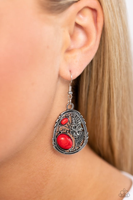 Hibiscus Harvest - Red - Paparazzi Earring Image