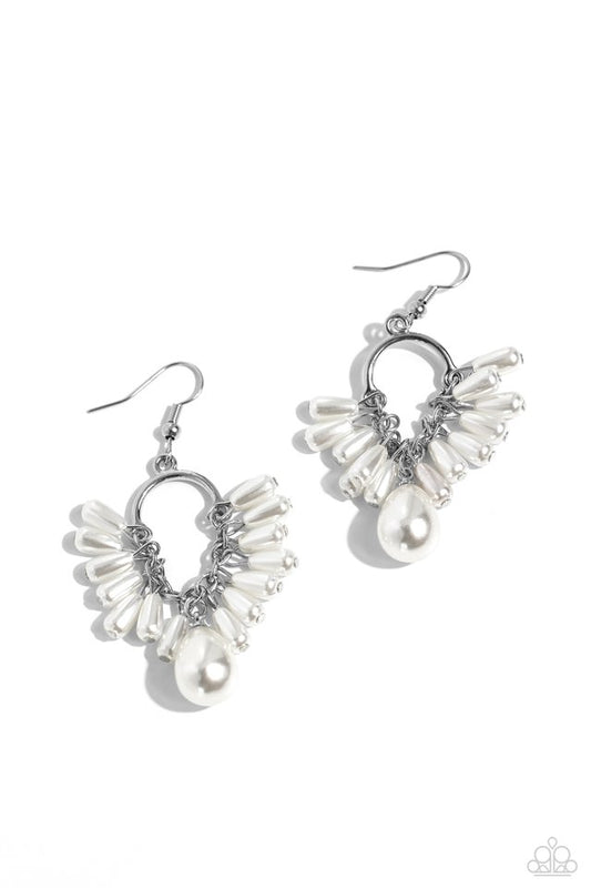 Ahoy There! - White - Paparazzi Earring Image