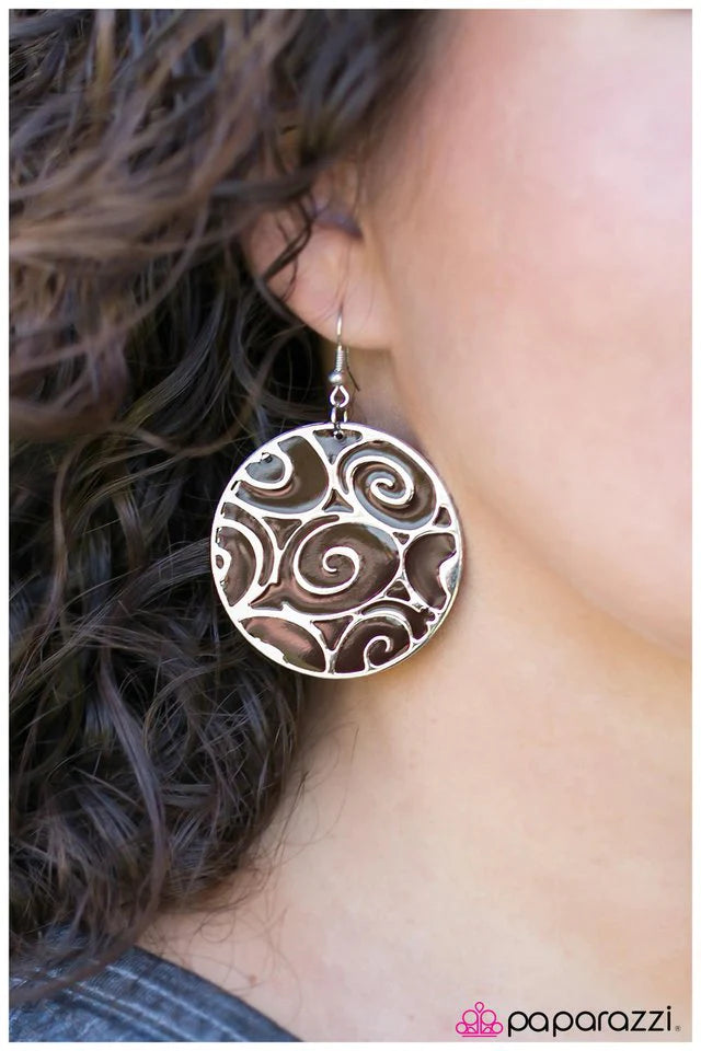 Paparazzi Earring ~ A Dizzy Spell - Brown