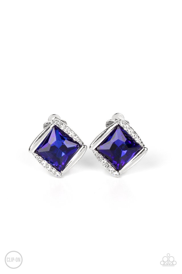 Sparkle Squared - Blue - Paparazzi Earring Image