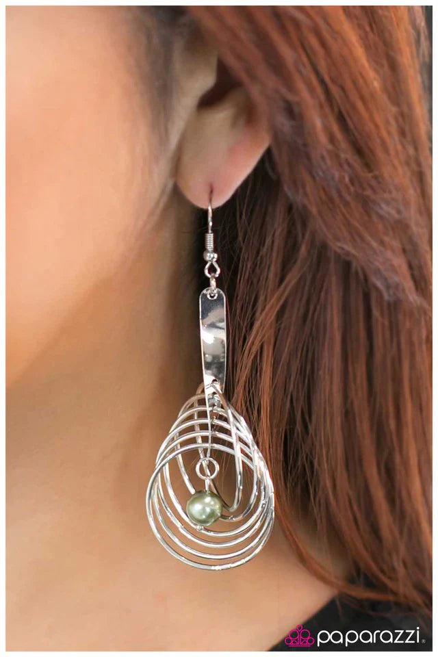 Paparazzi Earring ~ Space Cadet - Green