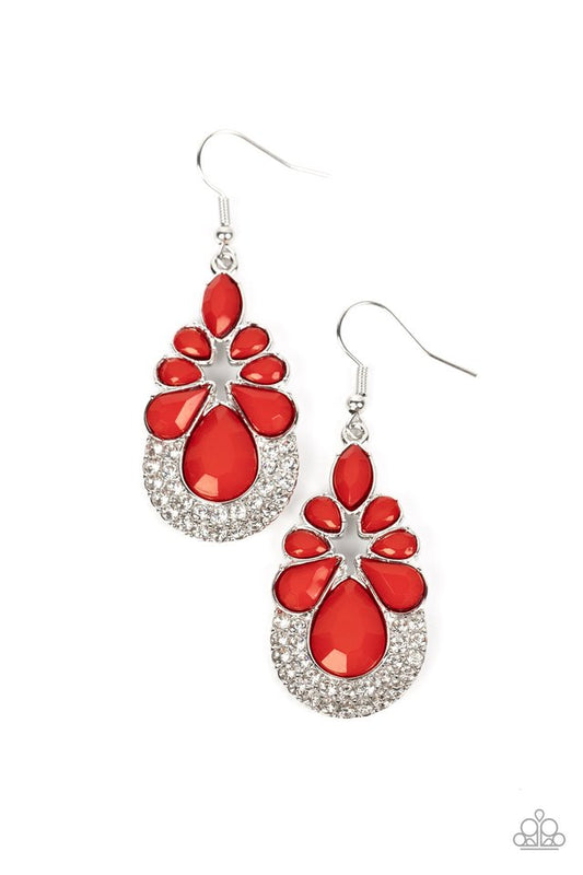 Beachfront Formal - Red - Paparazzi Earring Image