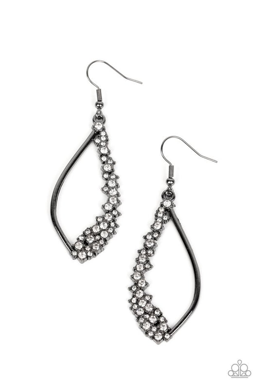 Sparkly Side Effects - Black - Paparazzi Earring Image