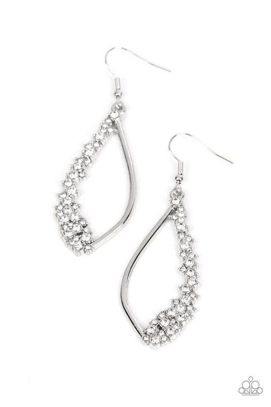 Sparkly Side Effects - White - Paparazzi Earring Image