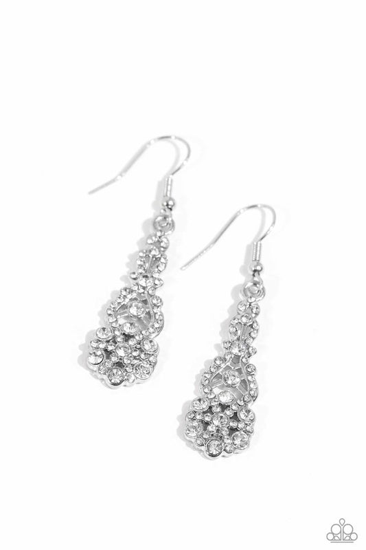 GLITZY on All Counts - White - Paparazzi Earring Image