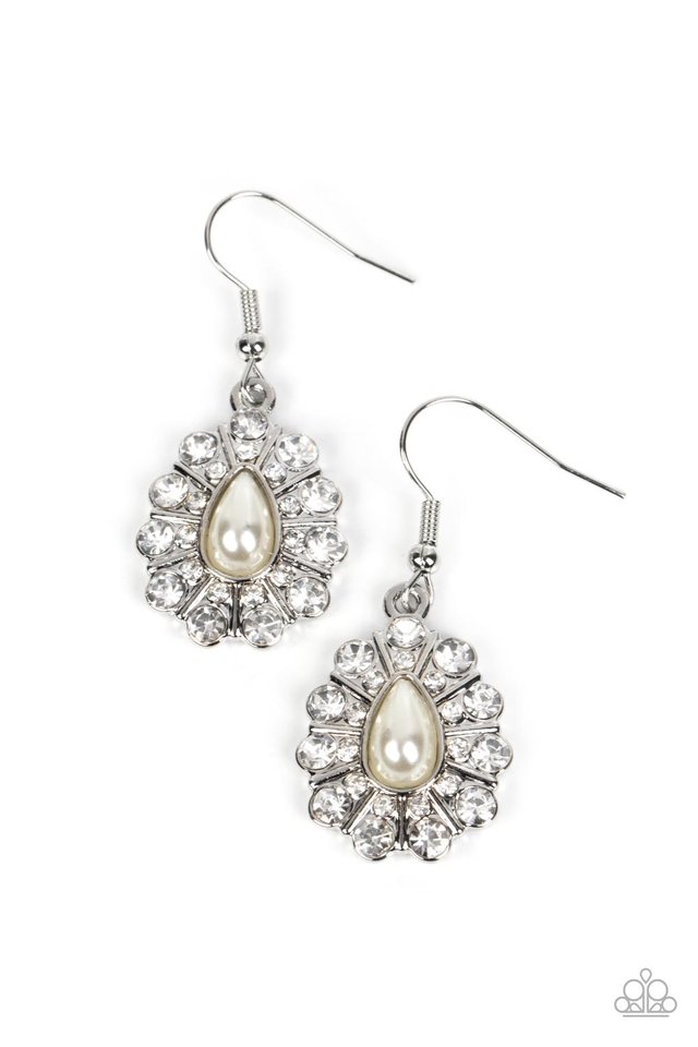Extroverted Elegance - White - Paparazzi Earring Image