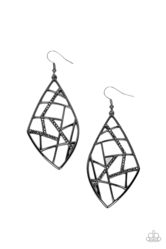 Geo Grid - Black - Paparazzi Earring Image