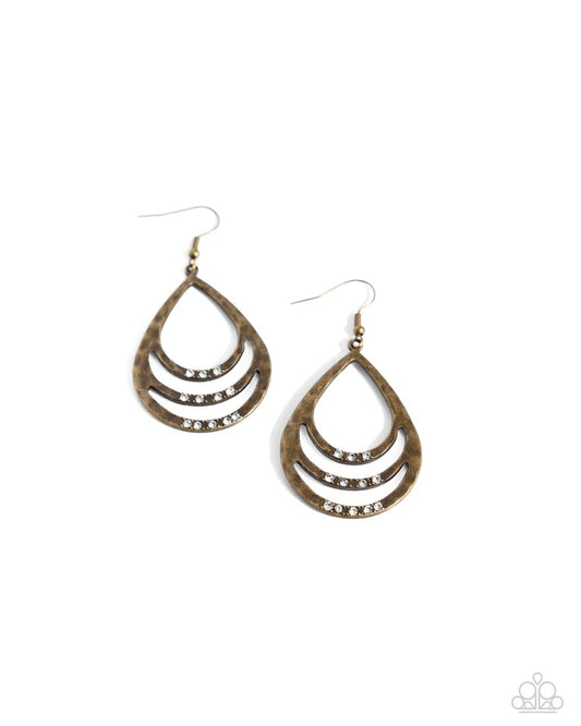 Sojourn Shimmer - Brass - Paparazzi Earring Image