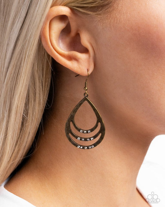Sojourn Shimmer - Brass - Paparazzi Earring Image