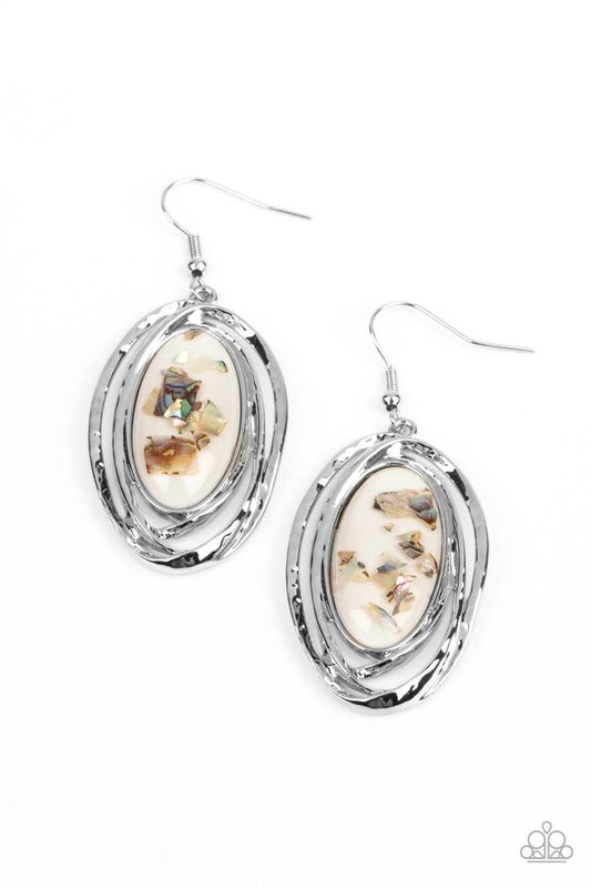 Ocean Floor Oracle - White - Paparazzi Earring Image