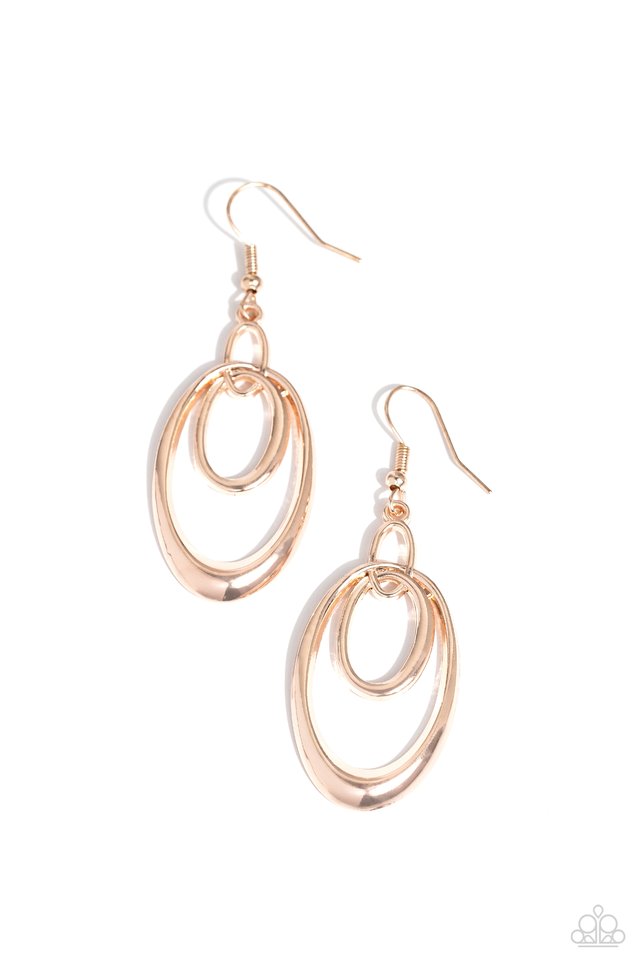 So OVAL-Rated - Rose Gold - Paparazzi Earring Image