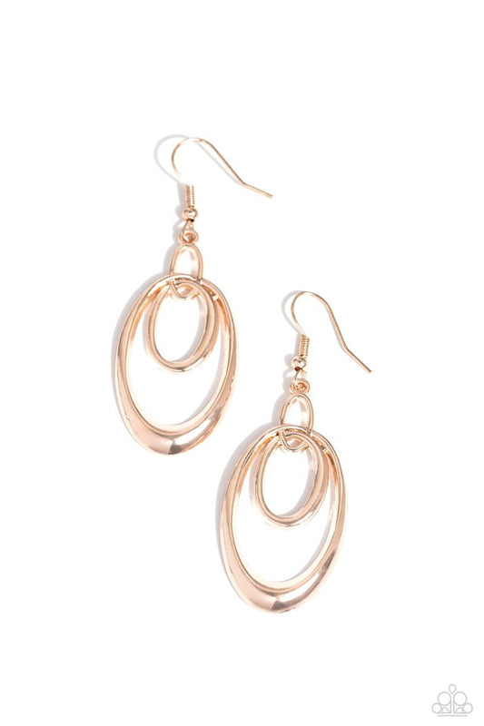 So OVAL-Rated - Rose Gold - Paparazzi Earring Image