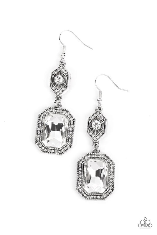 Starry-Eyed Sparkle - White - Paparazzi Earring Image