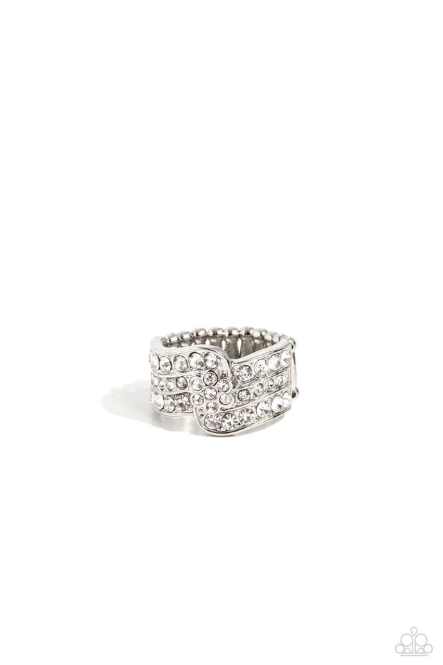 No Flowers Barred - White - Paparazzi Ring Image
