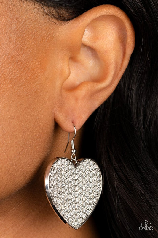 Romantic Reign - White - Paparazzi Earring Image