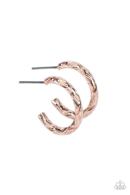 Triumphantly Textured - Rose Gold - Paparazzi Earring Image