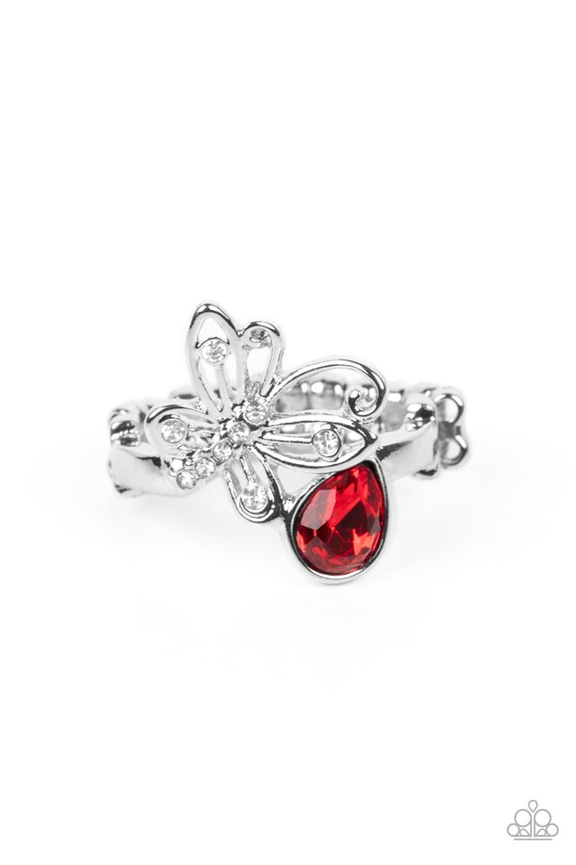 Flawless Flutter - Red - Paparazzi Ring Image