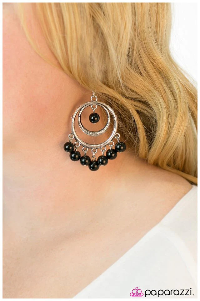 Paparazzi Earring ~ Wherever I May Roam - Black