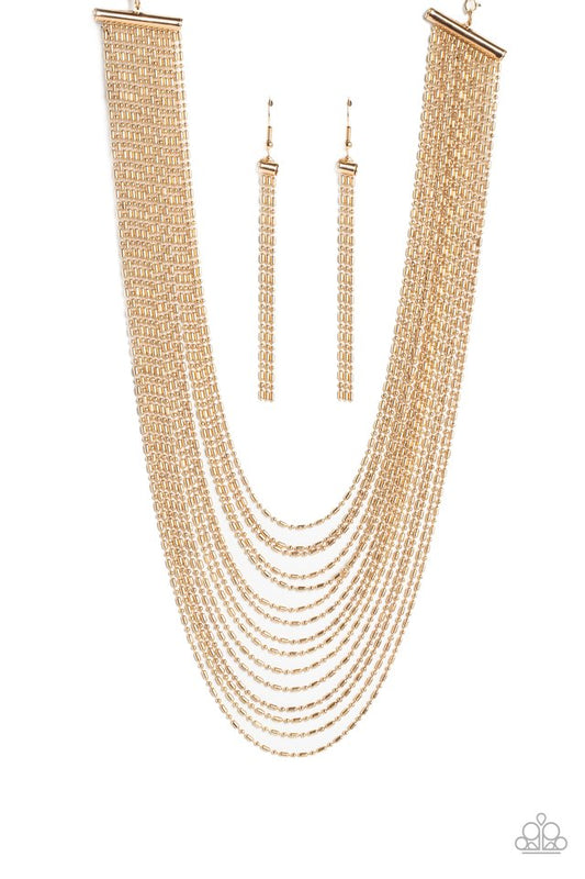 Cascading Chains - Gold - Paparazzi Necklace Image