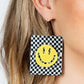 Cheeky Checkerboard - Yellow - Paparazzi Earring Image