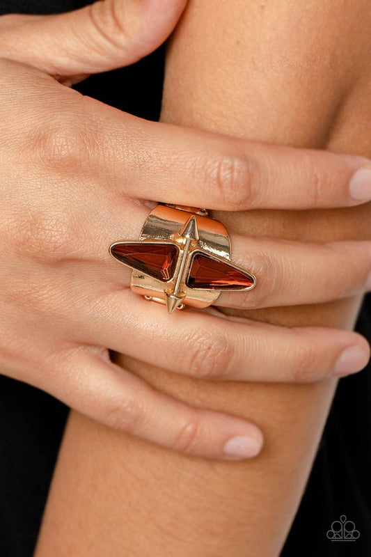 Combustible Compass - Brown - Paparazzi Ring Image