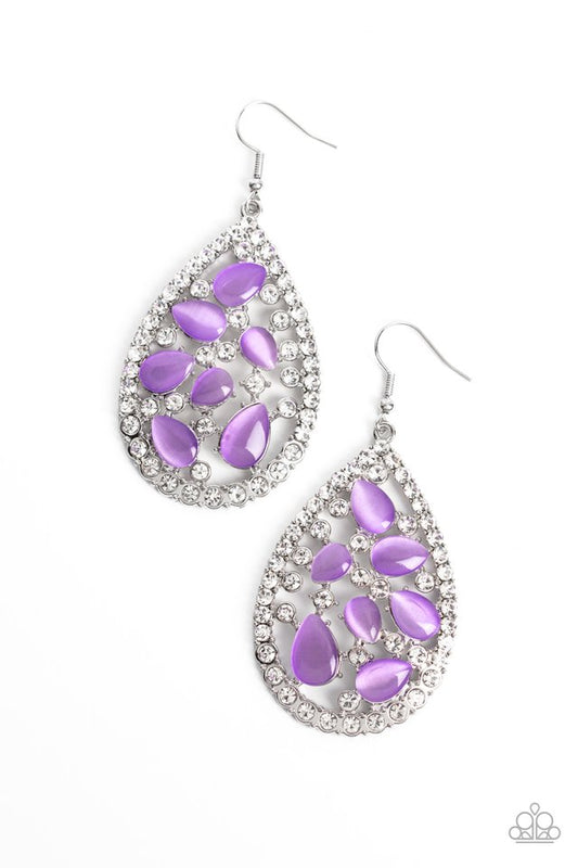 Cats Eye Class - Purple - Paparazzi Earring Image