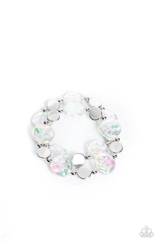 Discus Throw - White - Paparazzi Bracelet Image