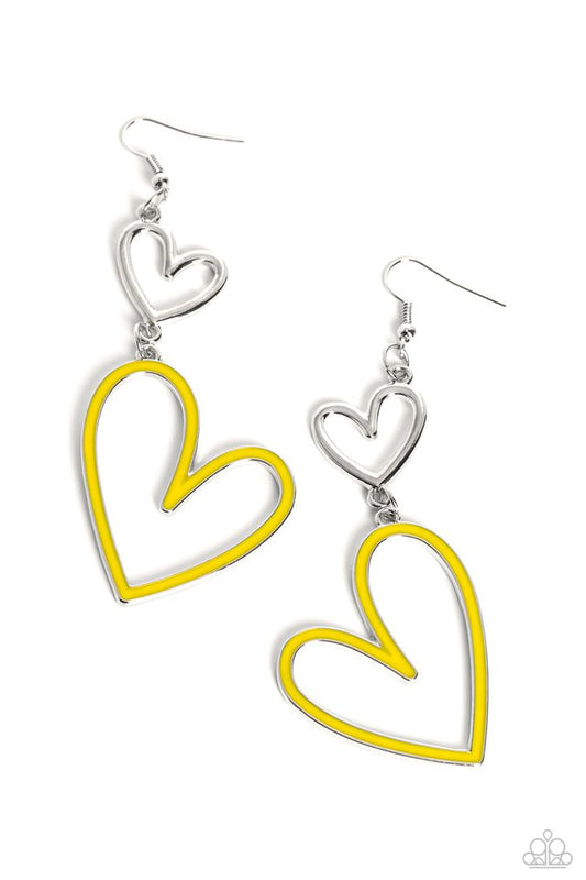 Pristine Pizzazz - Yellow - Paparazzi Earring Image