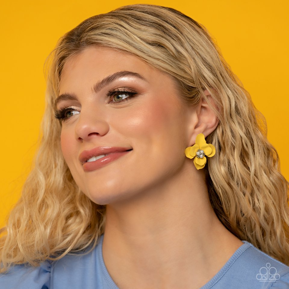 Jovial Jasmine - Yellow - Paparazzi Earring Image