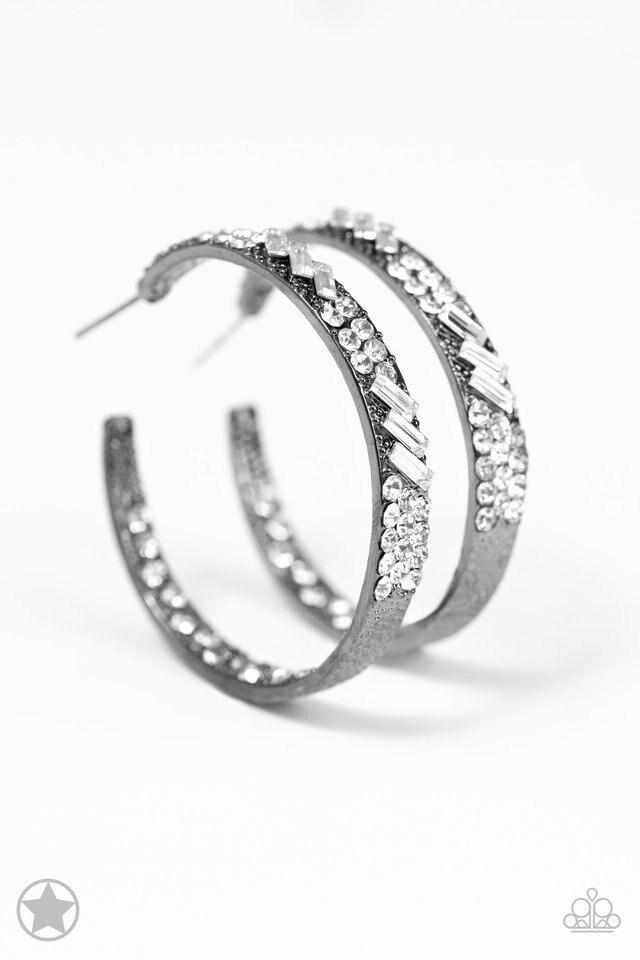 Paparazzi Earring Blockbuster - GLITZY By Association - Gunmetal