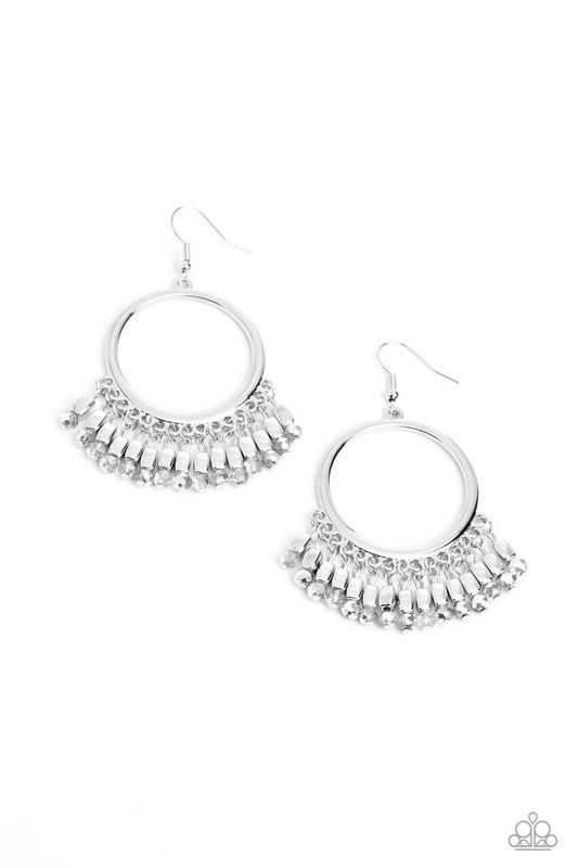 Fringe Fanfare - Silver - Paparazzi Earring Image