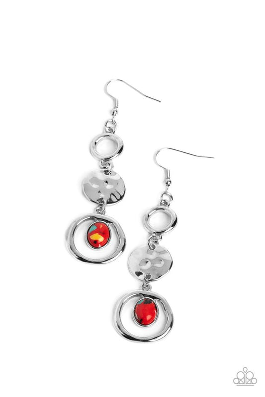 Marble Montage - Red - Paparazzi Earring Image