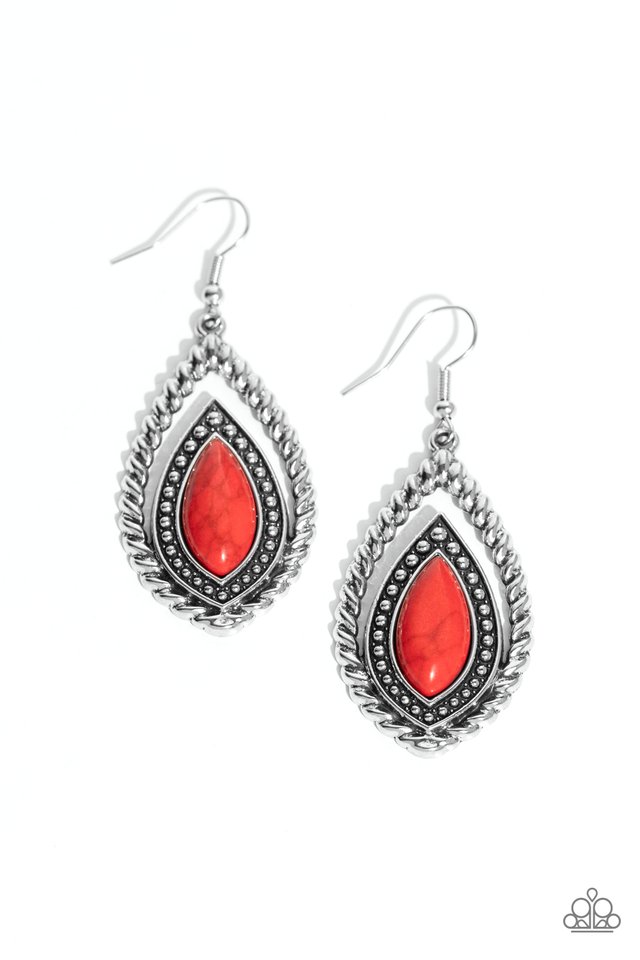 Twisted Trailblazer - Red - Paparazzi Earring Image