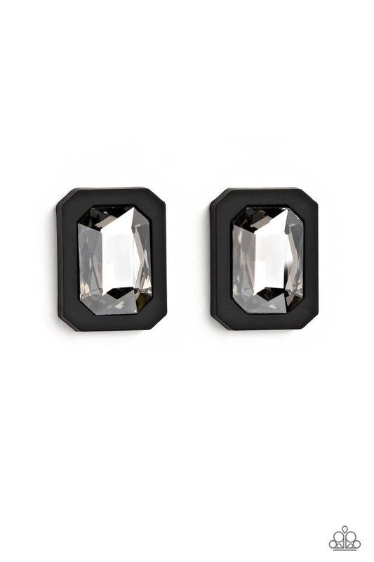 Edgy Emeralds - Black - Paparazzi Earring Image