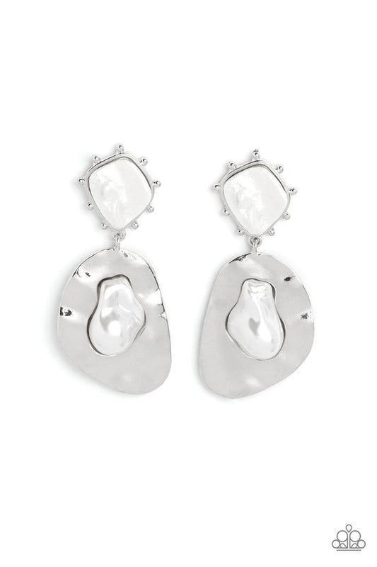 Rippling Rhapsody - White - Paparazzi Earring Image