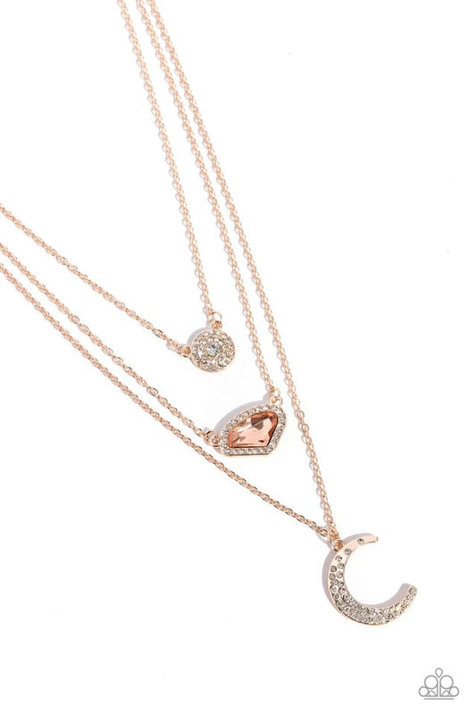 Lunar Lineup - Rose Gold - Paparazzi Necklace Image