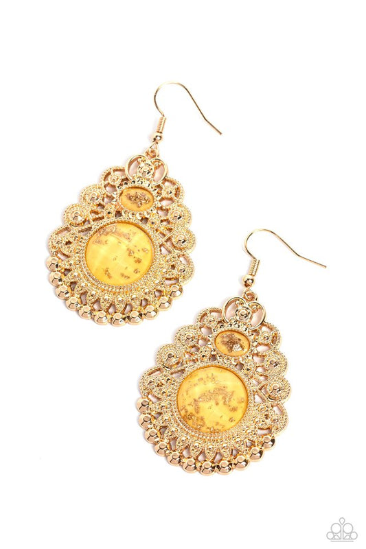 Welcoming Whimsy - Yellow - Paparazzi Earring Image