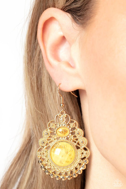 Welcoming Whimsy - Yellow - Paparazzi Earring Image