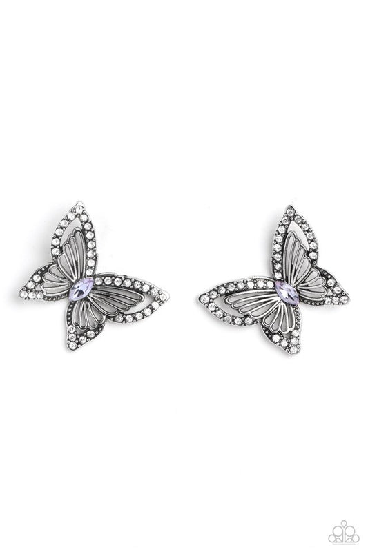Wispy Wings - Purple - Paparazzi Earring Image