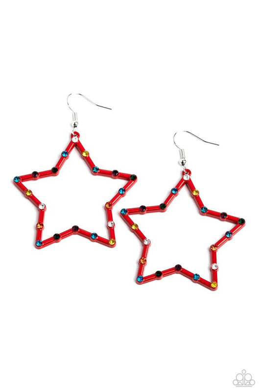 Confetti Craze - Red - Paparazzi Earring Image