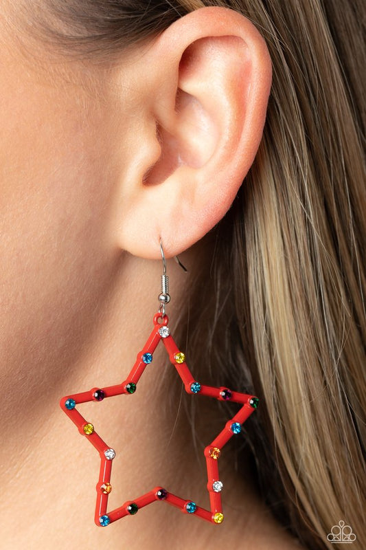 Confetti Craze - Red - Paparazzi Earring Image