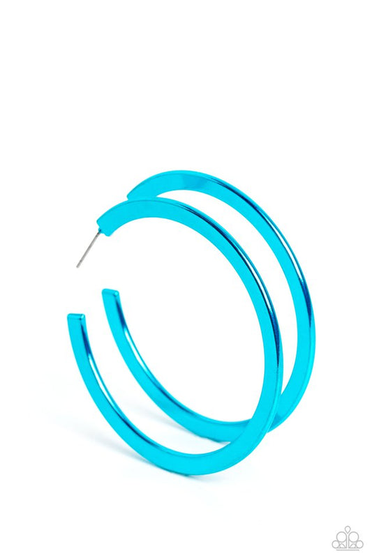 Pop HOOP - Blue - Paparazzi Earring Image